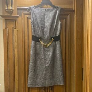 Vintage Milly Wool Silk Suede Sheath Dress with Chain Waist Detail Size 4